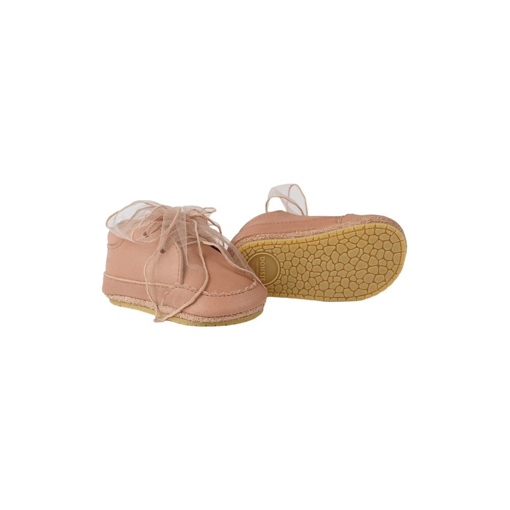 Donsje Lonny baby sneakers in Rose Dawn Classic Leather, side view showing the textured sole