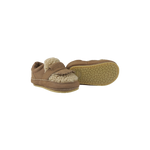 Donsje Nolin baby loafers in Truffle Nubuck, side view showing the textured sole