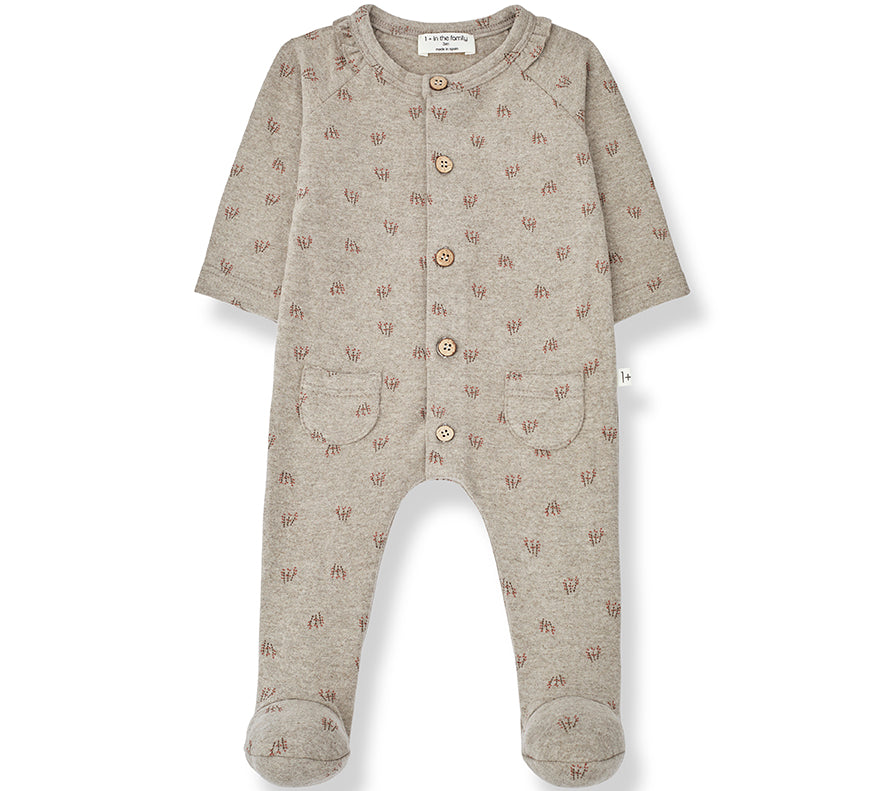 1+ in the family baby onesie Melak in Taupe olor