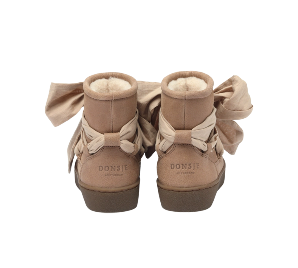 Donsje Ganza kids boots in Hazelnut Leather, rear view