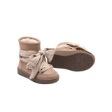 Donsje Ganza kids boots in Hazelnut Leather, side view showing the textured sole