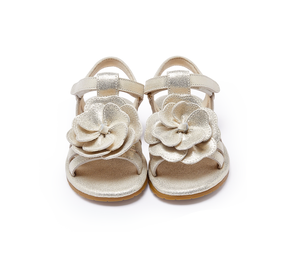 Donsje | Kids Shoes Iles Fields Sandals Shimmer Buttercup - Silver Metallic Leather