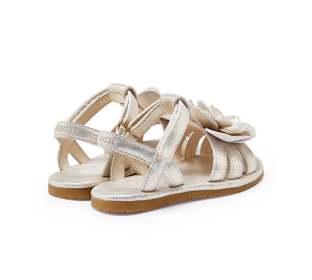 Donsje | Kids Shoes Iles Fields Sandals Shimmer Buttercup - Silver Metallic Leather