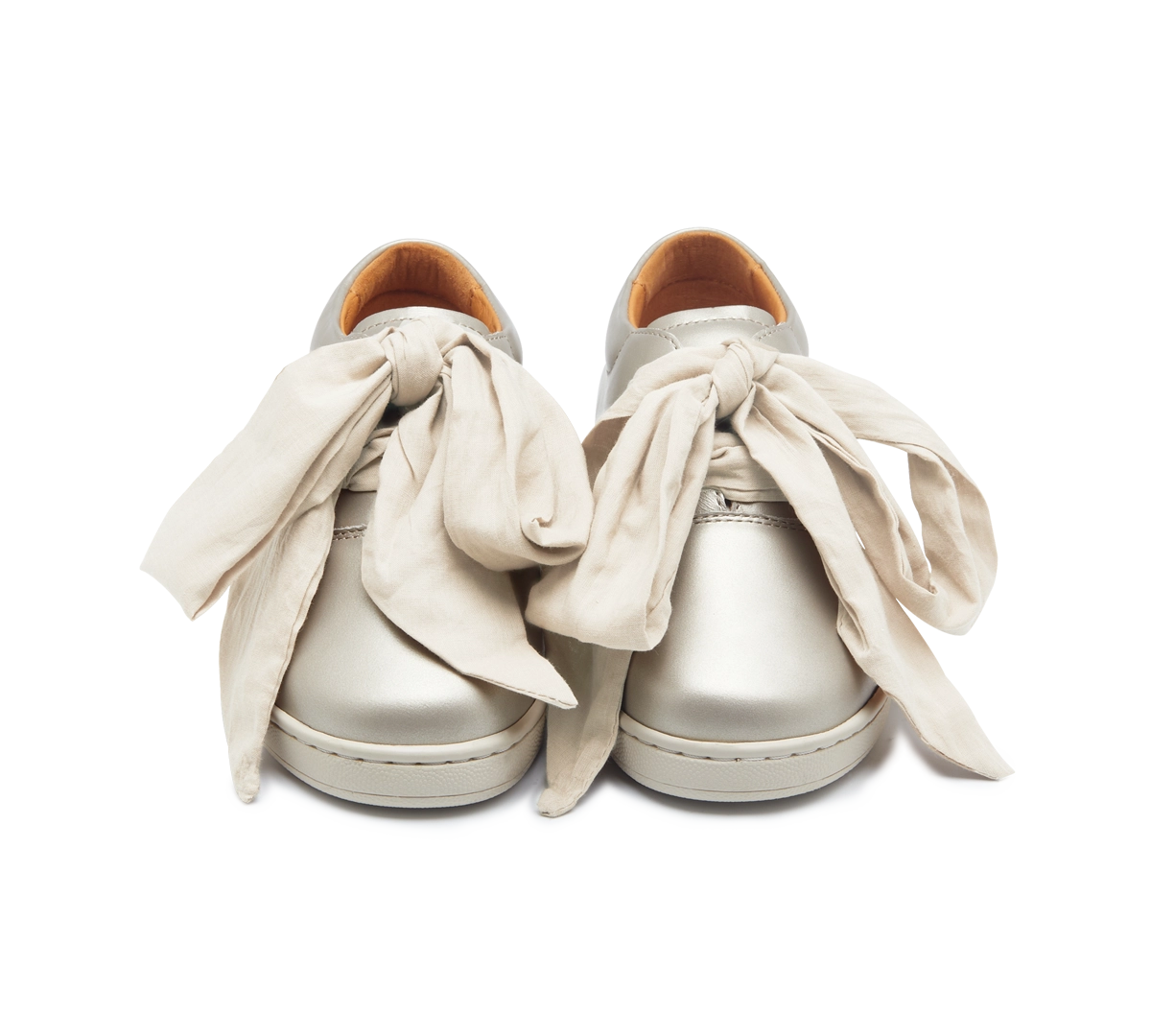 Donsje | Kids Shoes Emilia Organza Sneakers - Off White Metallic Leather