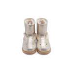 Donsje Xelly Bunny kids boots in Silver Metallic Leather, with bunny details, front view