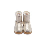 Donsje Xelly Bunny kids boots in Silver Metallic Leather, with bunny details, front view