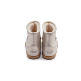Donsje Xelly Bunny kids boots in Silver Metallic Leather, rear view