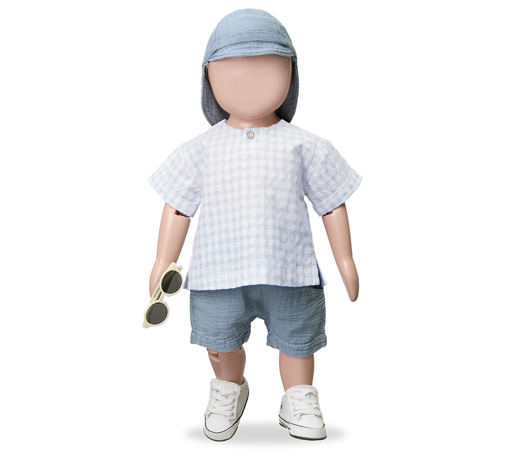 1+ In The Family | Santorini Top Short Sleeves - Misty Blue
