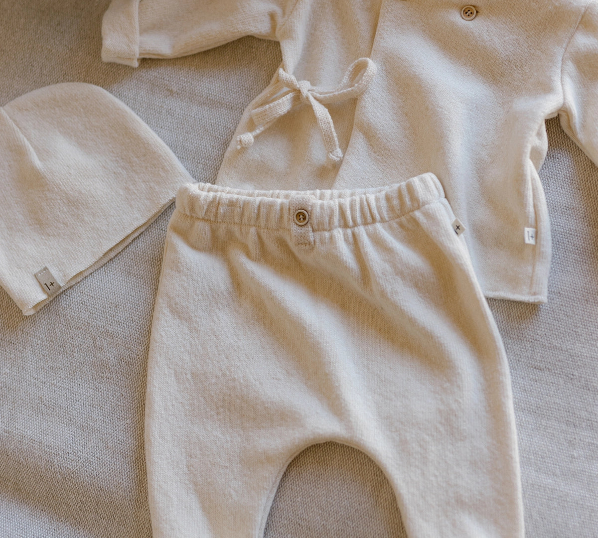 1+ In The Family Angers Baby Beanie in Ecru