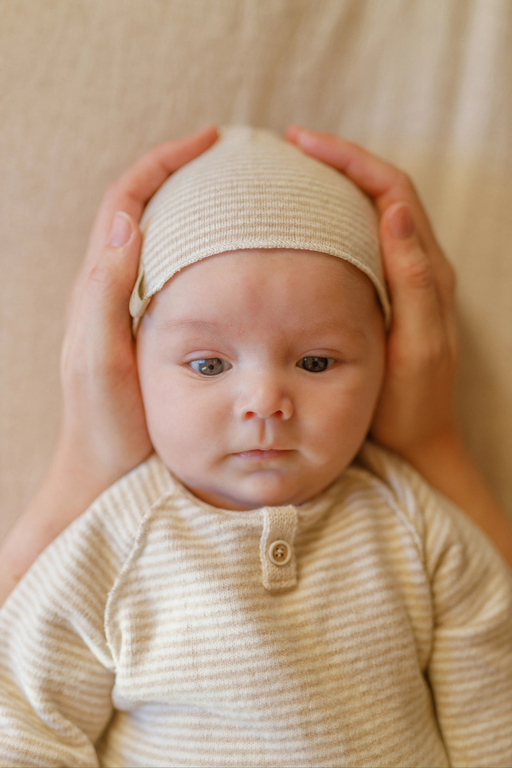 1+ In The Family Honore Baby Beanie in Beige