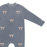 Donsje Phlyn Koalas onesie in Dark Spruce, close-up of the front and sleeve