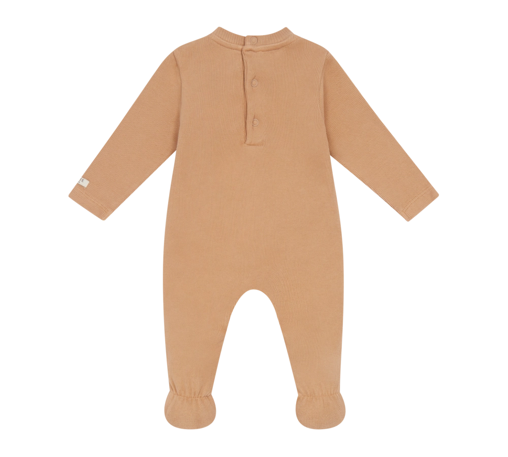 Donsje Phlyn Fluffy Bunnies onesie in Rose Mocha, back view