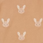Donsje Phlyn Fluffy Bunnies onesie in Rose Mocha, close-up of embroidered bunny motifs