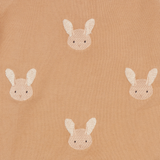 Donsje Phlyn Fluffy Bunnies onesie in Rose Mocha, close-up of embroidered bunny motifs