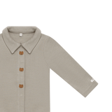 Donsje Finnian Bears bodysuit in Dusty Green, close-up of the front and sleeve