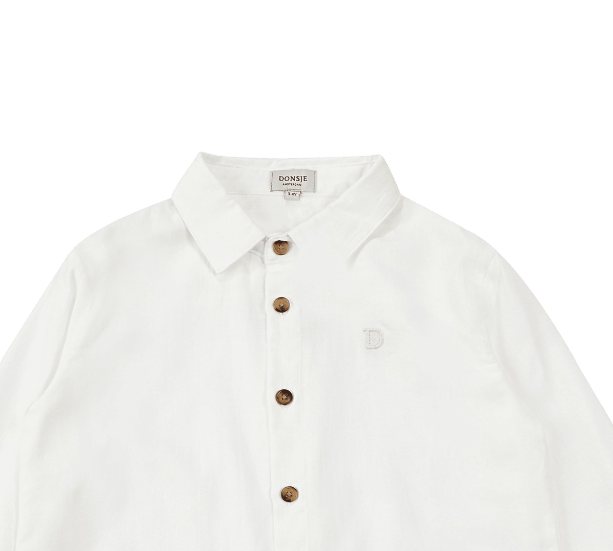Donsje Chee shirt in Crispy White, close-up of the collar and buttons
