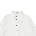Donsje Chee shirt in Crispy White, close-up of the collar and buttons