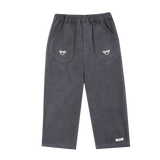Donsje Kassim Koala trousers in Cloudy Grey, front view with koala pocket details