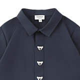 Donsje Lauden Koalas shirt in Blue Marine, close-up of the collar and koala details