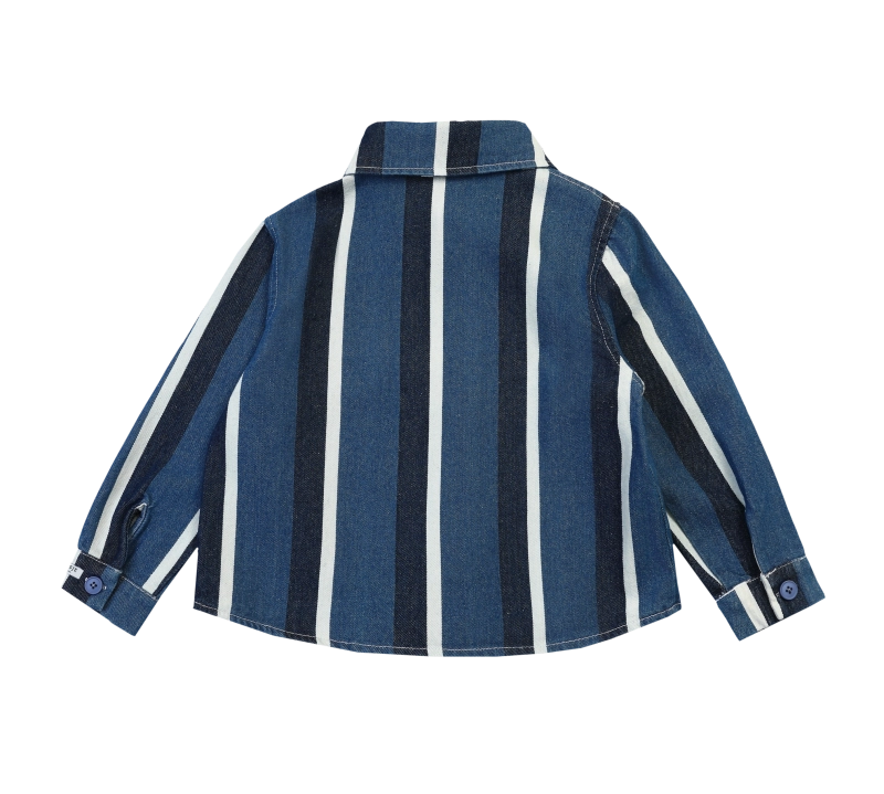 Donsje | Overshirt Ditmer - Vintage Blue - White Striped