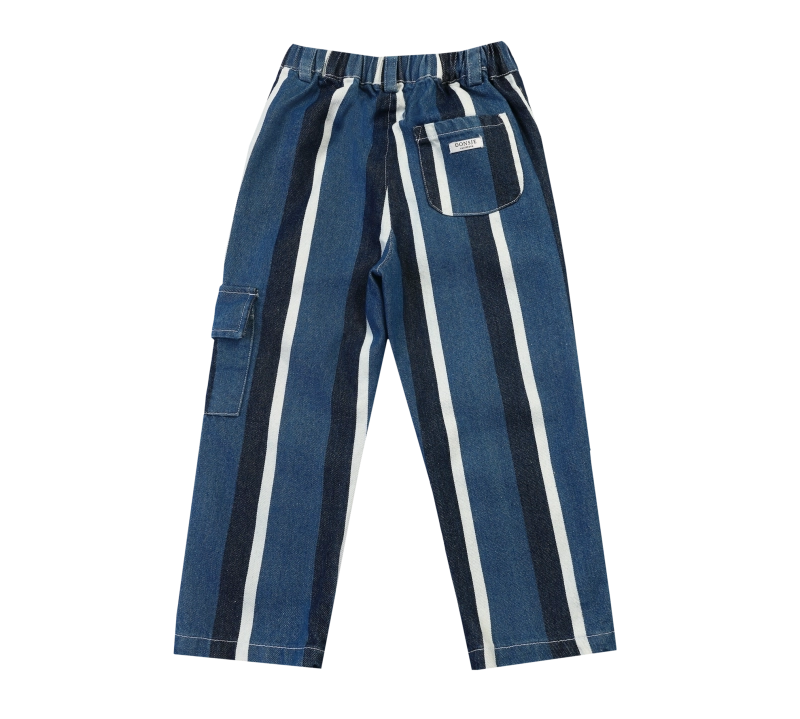 Donsje | Trousers Theoule - Vintage Blue - White Striped