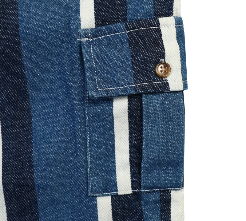 Donsje | Trousers Theoule - Vintage Blue - White Striped