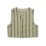 Donsje | Shortan Gilet - Light Green - Green Striped