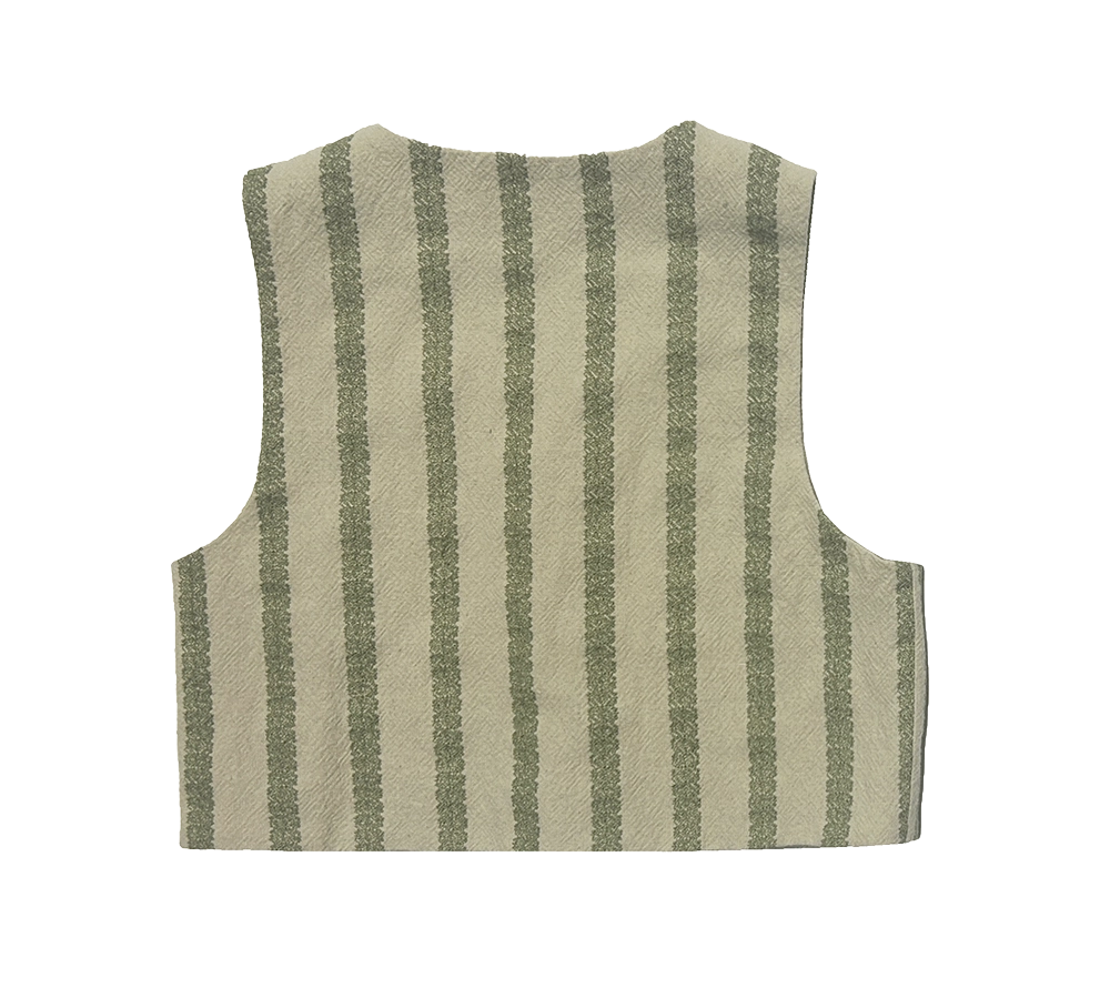 Donsje | Shortan Gilet - Light Green - Green Striped