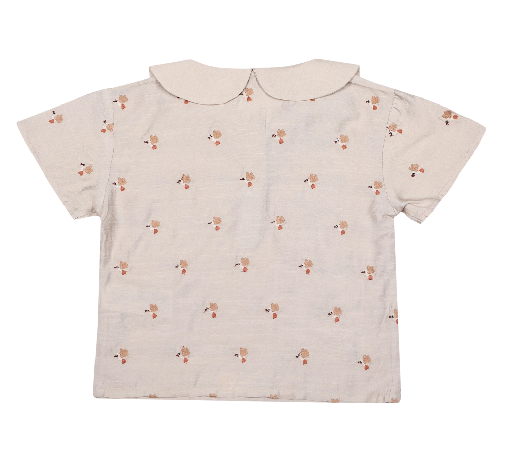 Donsje | Nesa Blouse Hummingbirds - Soft Taupe