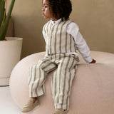 Donsje | Shortan Gilet - Light Green - Green Striped