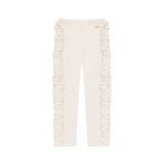 Donsje Audun leggings in Macaroon, front view with side ruffles