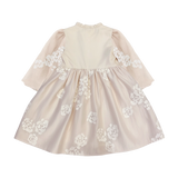 Donsje Kylen dress in Soft Powder with White Blossom, front view with floral details