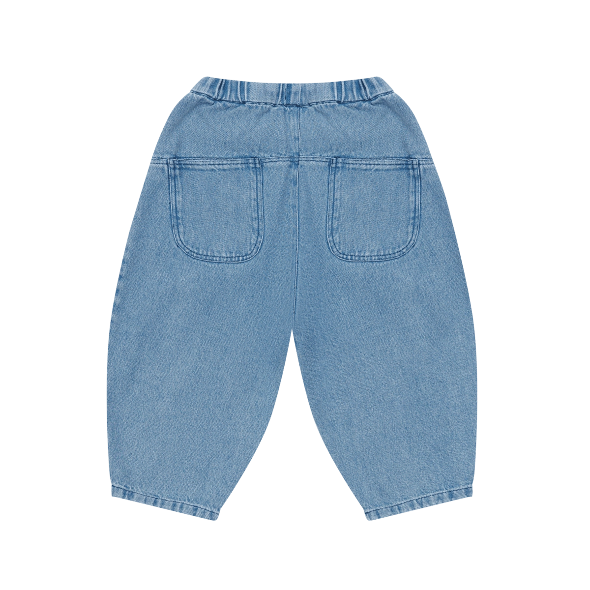 Donsje Dinotje trousers in Sky Blue, back view with patch pockets