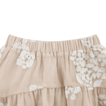 Donsje Kubwa skirt in Soft Powder with White Blossom, close-up of the waistband and floral details