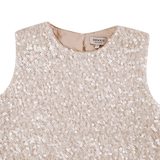 Donsje Lizonne dress in Misty Rose, close-up of the neckline and sequins