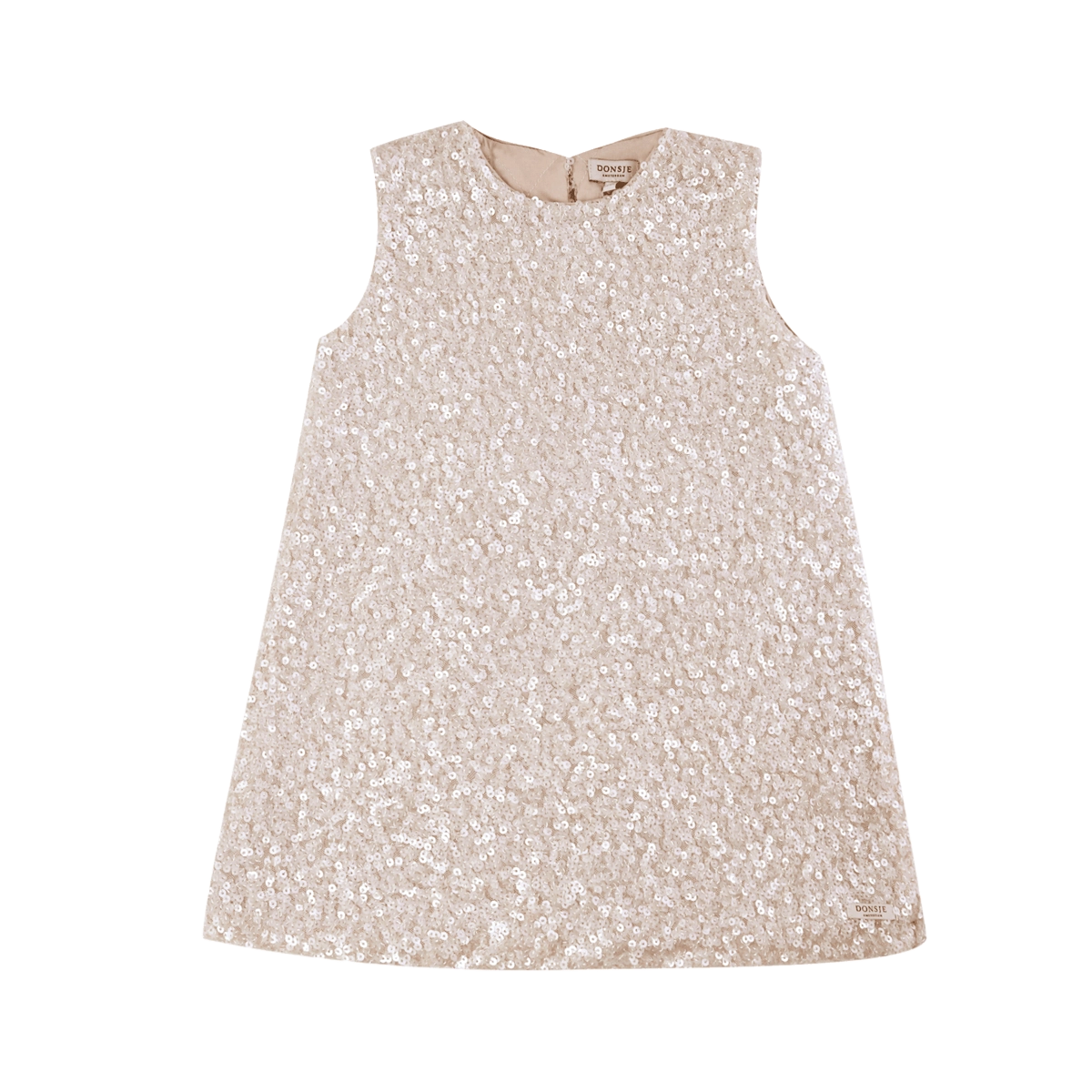 Donsje Lizonne dress in Misty Rose, front view with sequin details