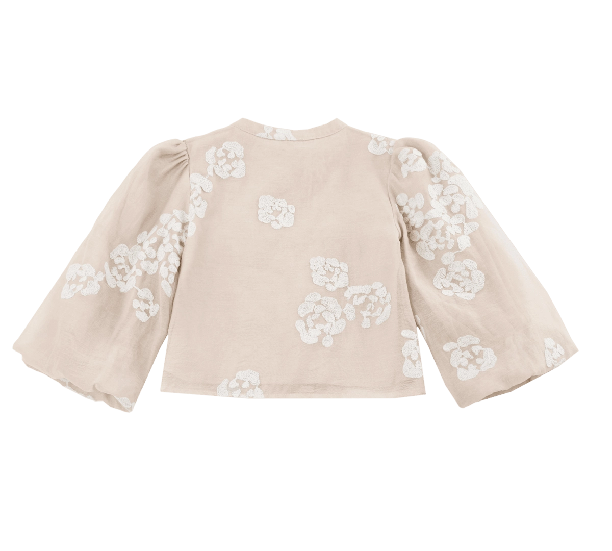 Donsje Opali blouse in Soft Powder with White Blossom, back view