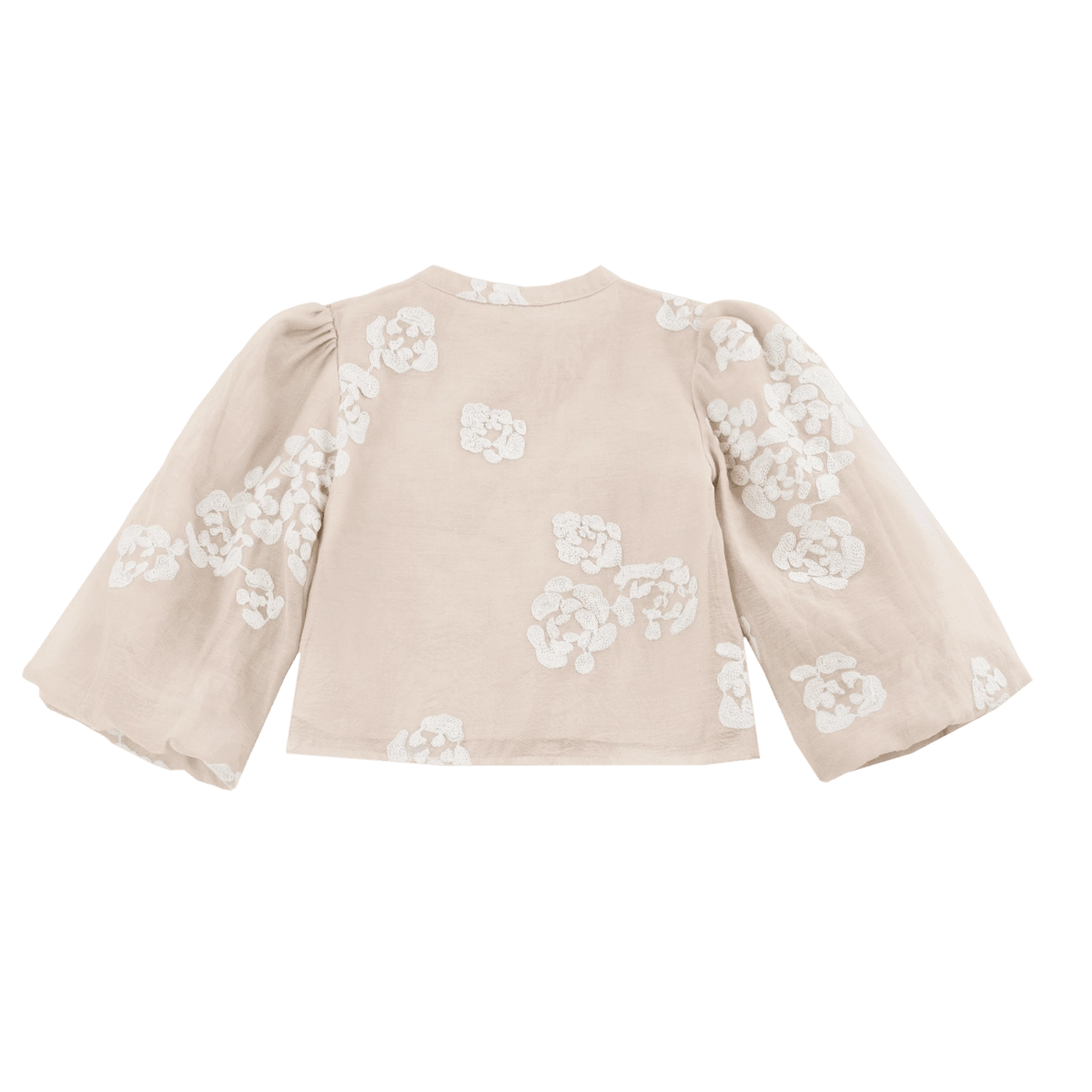 Donsje Opali blouse in Soft Powder with White Blossom, back view