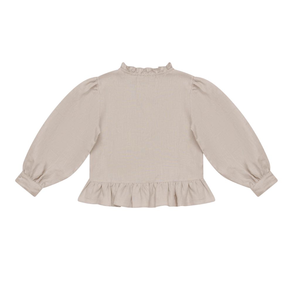 Donsje Siles Swan blouse in Soft Taupe, back view
