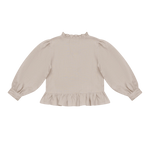 Donsje Siles Swan blouse in Soft Taupe, back view