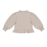 Donsje Siles Swan blouse in Soft Taupe, back view