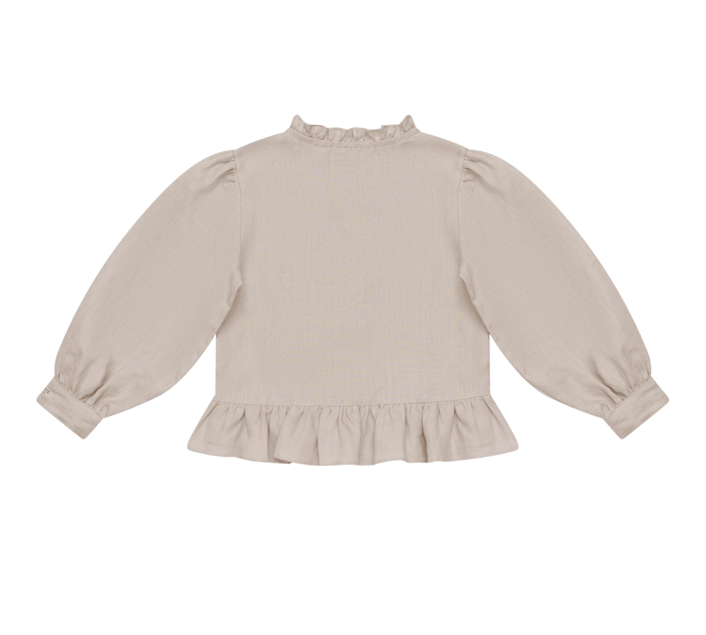 Donsje Siles Swan blouse in Soft Taupe, back view