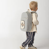Donsje - Raffie Schoolbag - Blue - Moss Green Striped