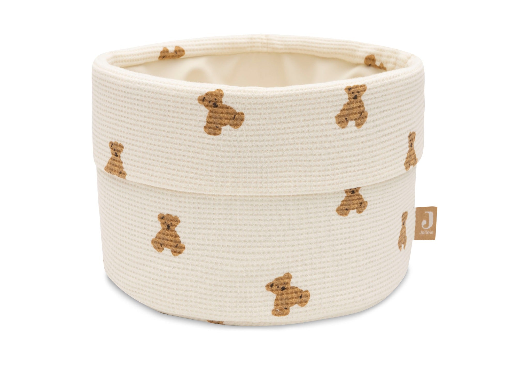 Jollein Little Waffle changing table basket in cream with brown Mini Teddy Bear print