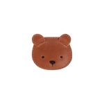 Donsje Josy Classic Bear hairclip in Cognac Classic Leather, front view of the bear design