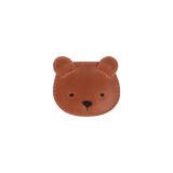 Donsje Josy Classic Bear hairclip in Cognac Classic Leather, front view of the bear design