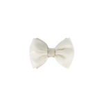 Donsje Angeline bow hairclip in Off White Metallic Leather, front view