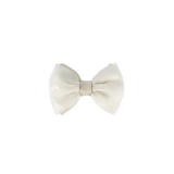 Donsje Angeline bow hairclip in Off White Metallic Leather, front view