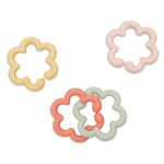 Jollein silicone flower toy loops shown separately and linked together