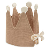 Back of the Jollein Teddy Bear birthday crown showing its ribbon tie and cream pom-poms